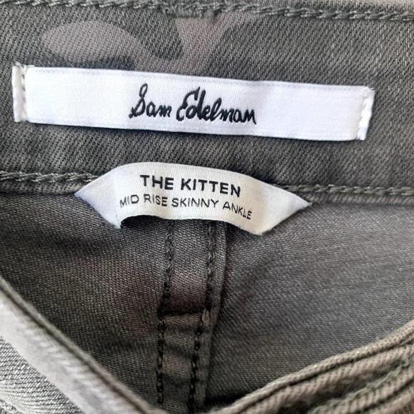 Sam Edelman Jeans Gray Camo Kitten Mid Rise Skinny Ankle Raw Hem Denim 28/6 - Picture 3 of 6